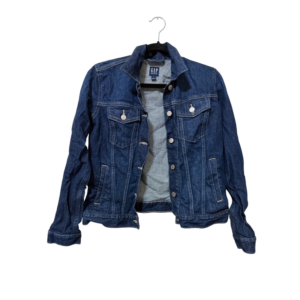 GAP Denim Jacket Womens Medium Blue Classic Trucker Jean Jacket Casual